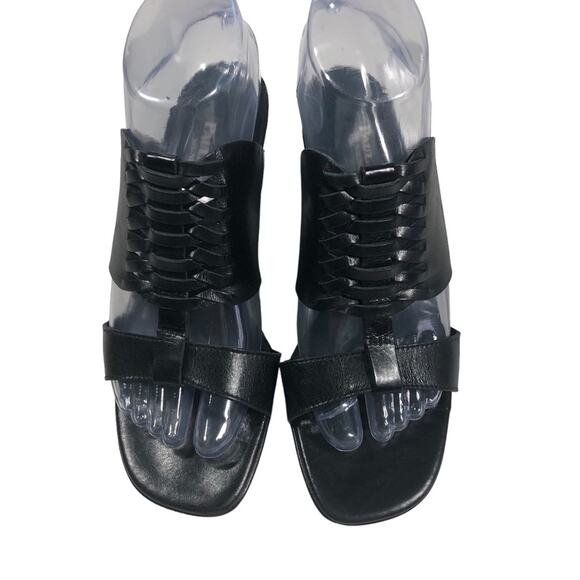 Paul green black leather woven sandals 7us -4.5 uk - Picture 3 of 8